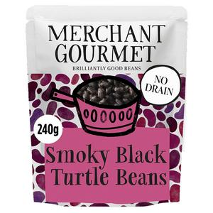 Merchant Gourmet Smoky Black Turtle Beans 240g, imported from the UK
