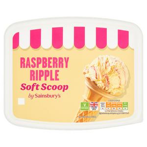 Sainsbury's Raspberry Ripple Soft Scoop Ice Cream 2L, imported from the UK