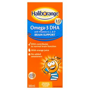 Haliborange Omega-3 DHA syrup orange flavoured 300ml, UK version