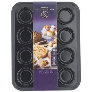 Sainsburys Habitat 12 Cup Black Bun Tin 37cm x 29cm Kitchen Baking Equipment- Buy online at McGrocer