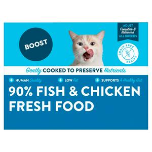 Boost 90% Fish Chicken cat food tray 150g - British product
