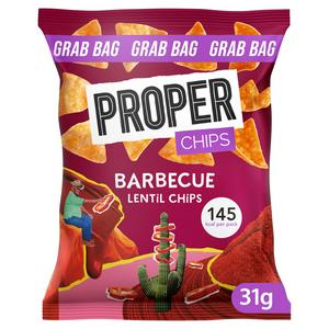 Proper Barbecue Lentil Chips 31g, imported from the UK