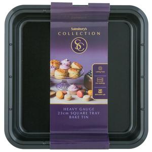 Sainsbury's Square Tray Bake Tin Black 23cm, imported from the UK