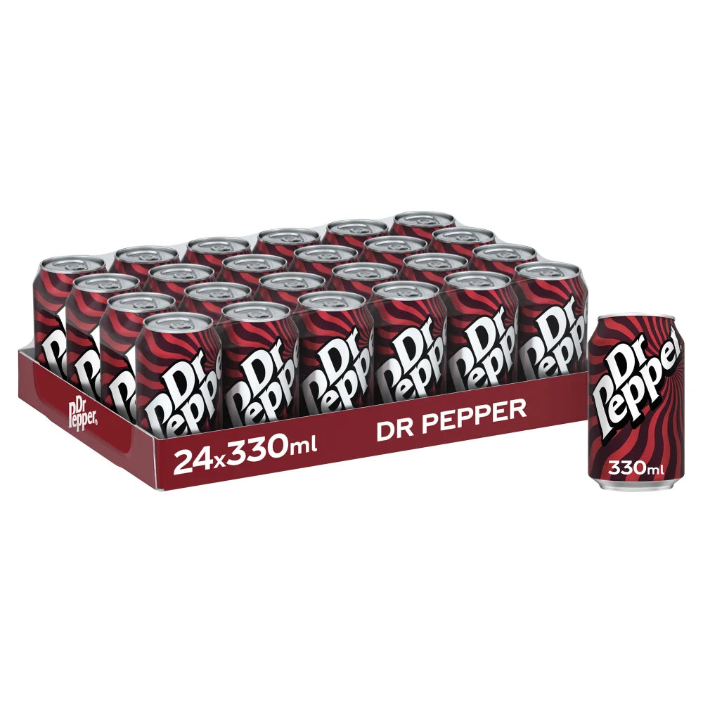 Dr Pepper sparkling soft drink 24 x 330ml cans - British product
