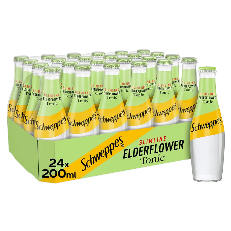 Schweppes slimline elderflower tonic water 24 x 200ml bottles (British brand)