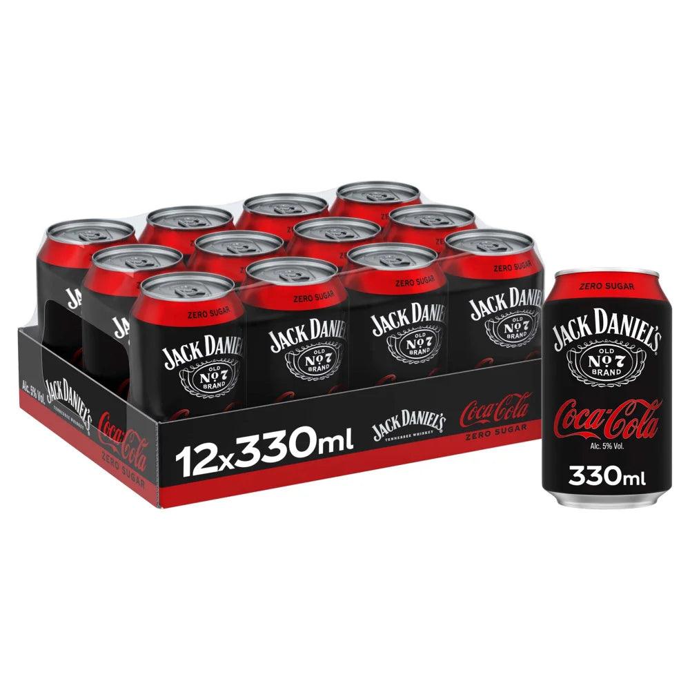 Jack Daniel's and Coca-Cola Zero ready mixed cans 330ml, UK version