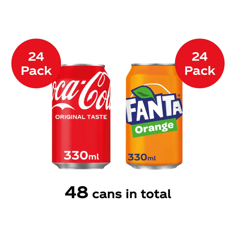Coca-Cola Fanta Bundle soft drinks 48 cans - British product
