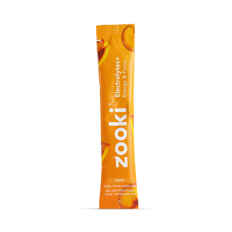 Zooki Hydration Energy  Focus Peach Flavour 30 Sachets