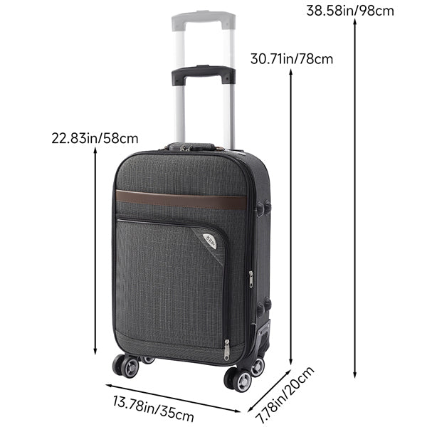 20-Inch Softshell Expandable Travel Suitcase with Combination Lock