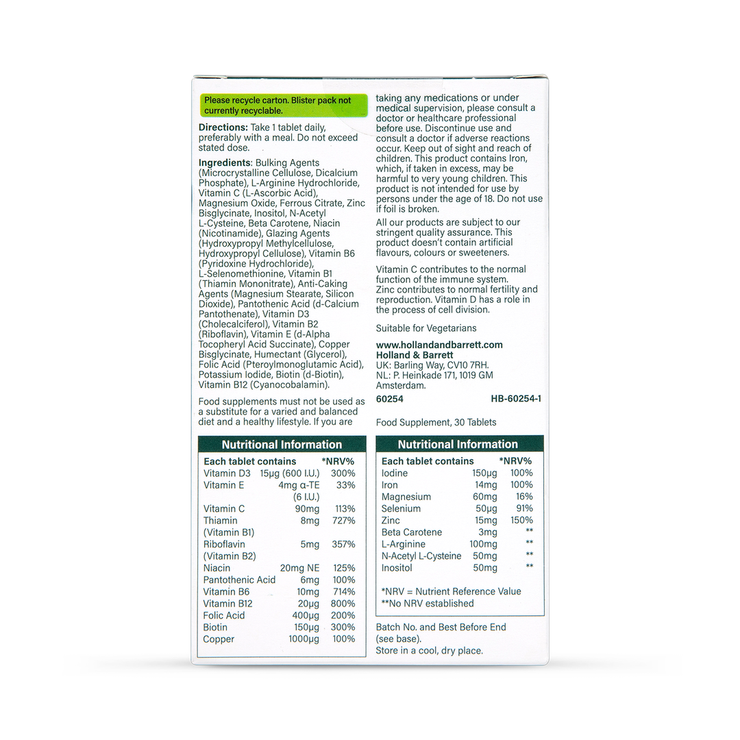 Conception Support Tablets for Women with Zinc, Vitamin D, C, and Iron – 30 Count