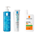 La Roche-Posay skincare trio cleanser and moisturiser set 400ml, UK version