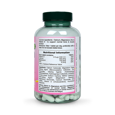 Kalzium-, Magnesium-, Vitamin-D- und Zink-Nahrungsergänzungstabletten, 240 Stück