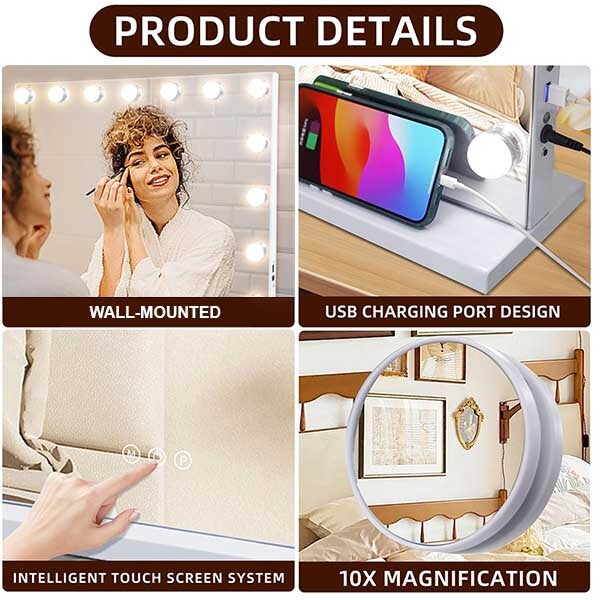 Lexent - Hollywood Vanity Mirror 15 LED 58x46cm MT005846-1