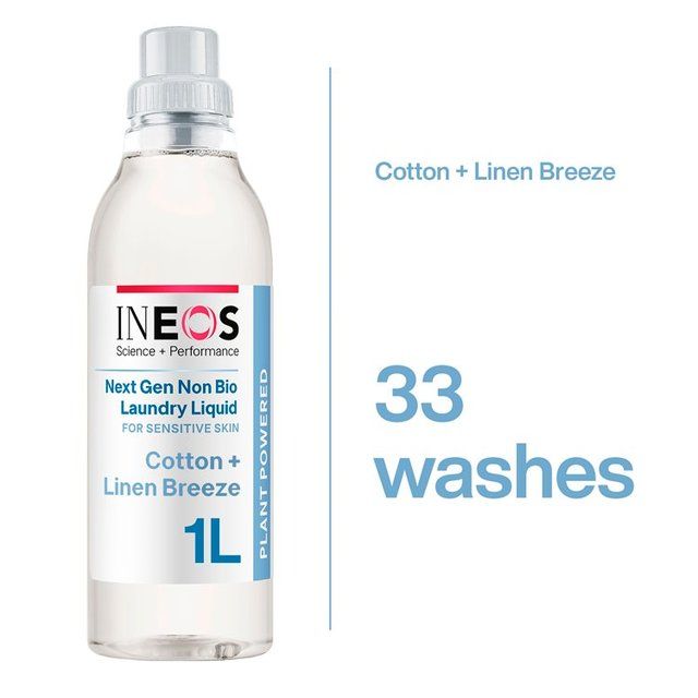 INEOS Non Bio Laundry Liquid Detergent Cotton + Linen Breeze 33 Washes    1000ml