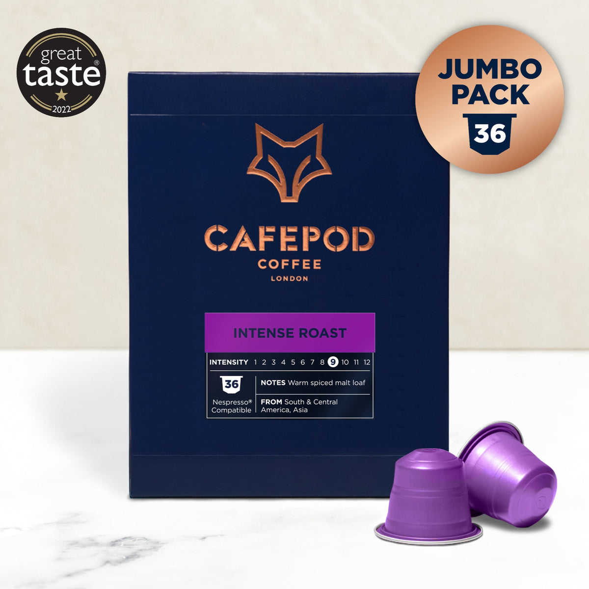 Intensiv rist kaffekapsler 36 kapsler, britisk versjon