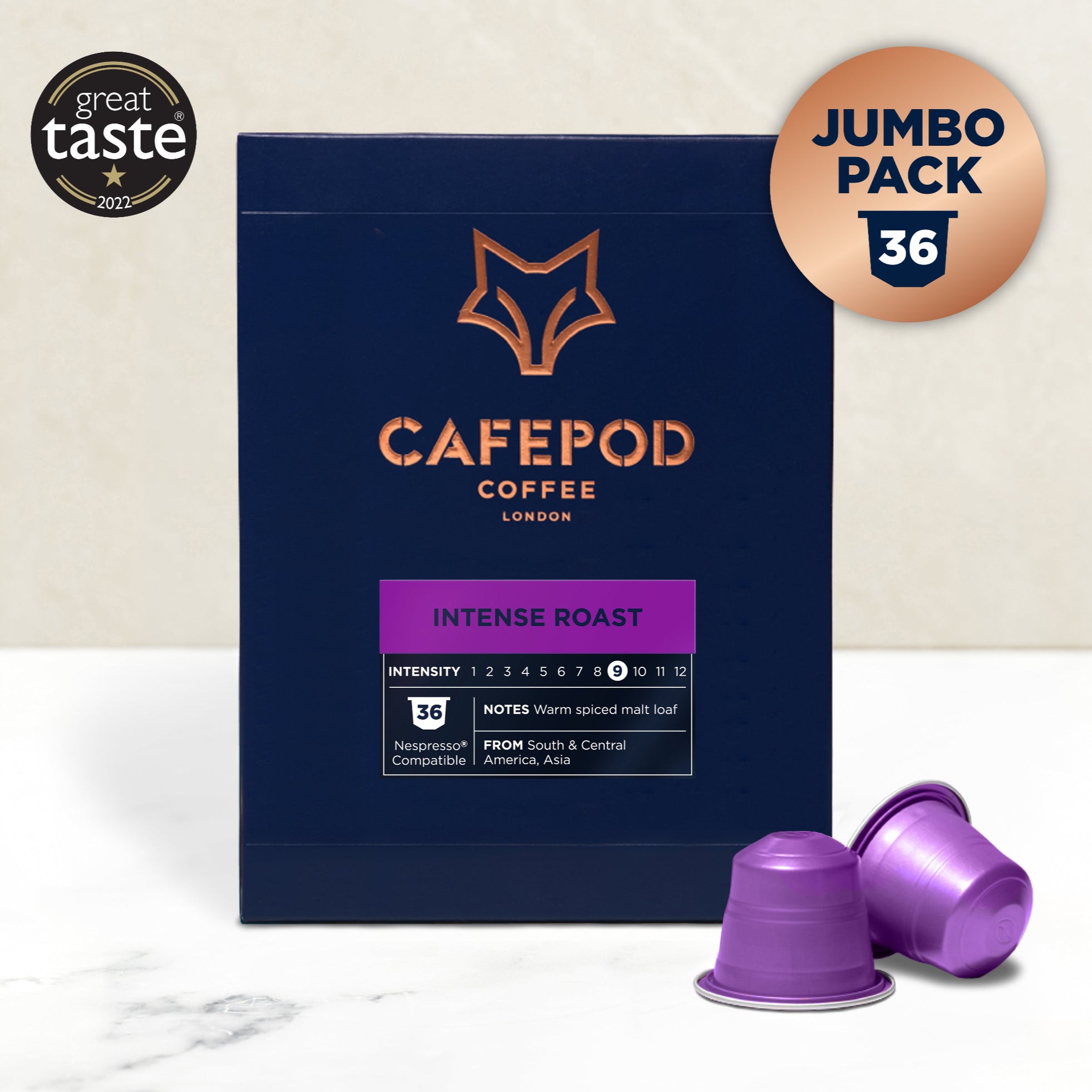 Intensiv rist kaffekapsler 36 kapsler, britisk versjon