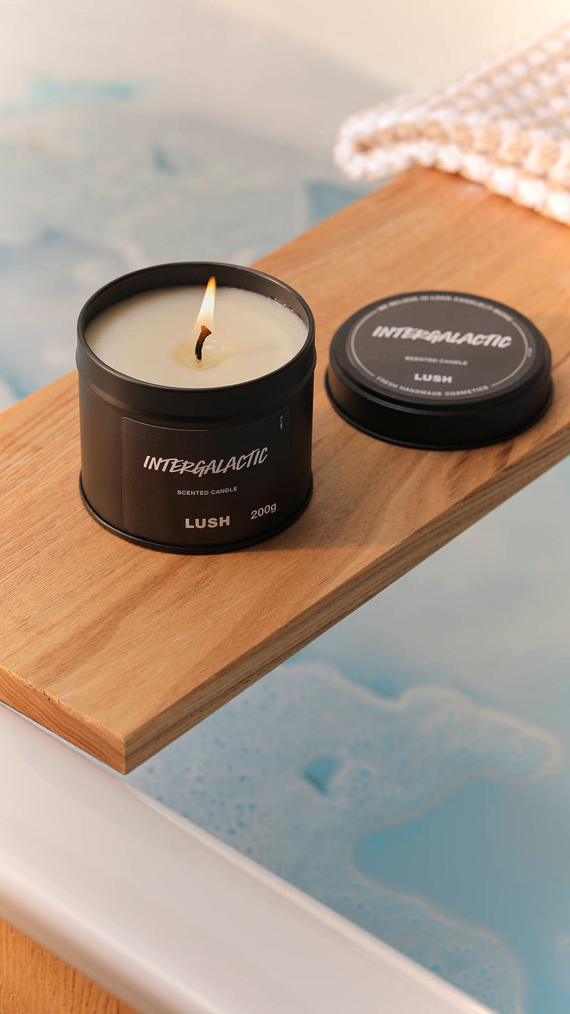 Intergalactic single wick scented candle tin, imported from the UK