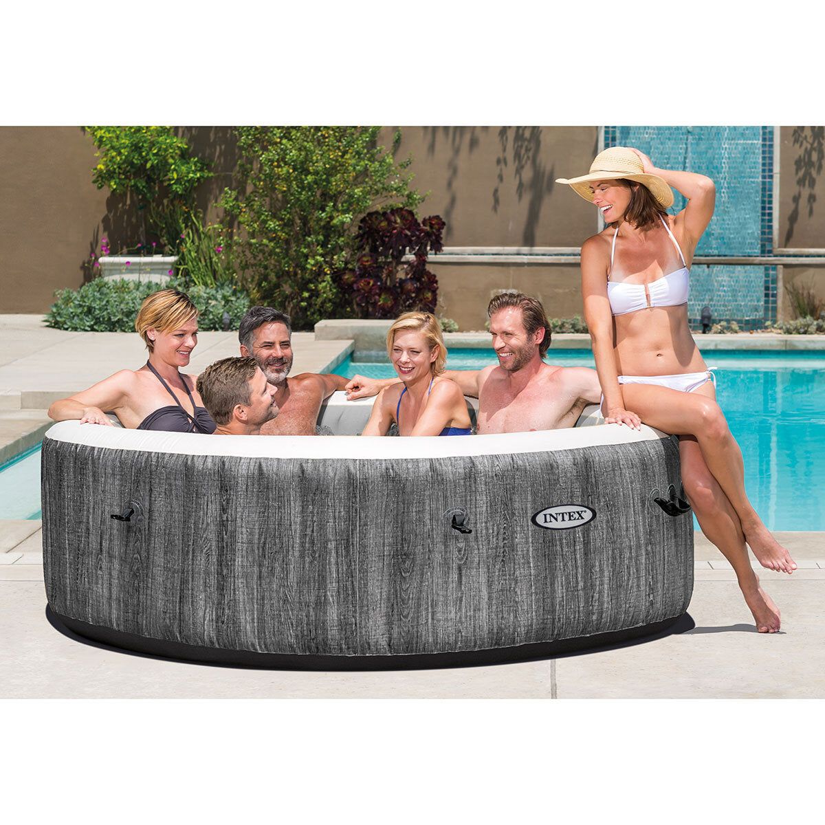 Intex PureSpa Greywood Deluxe 6 Person Inflatable Hot Tub