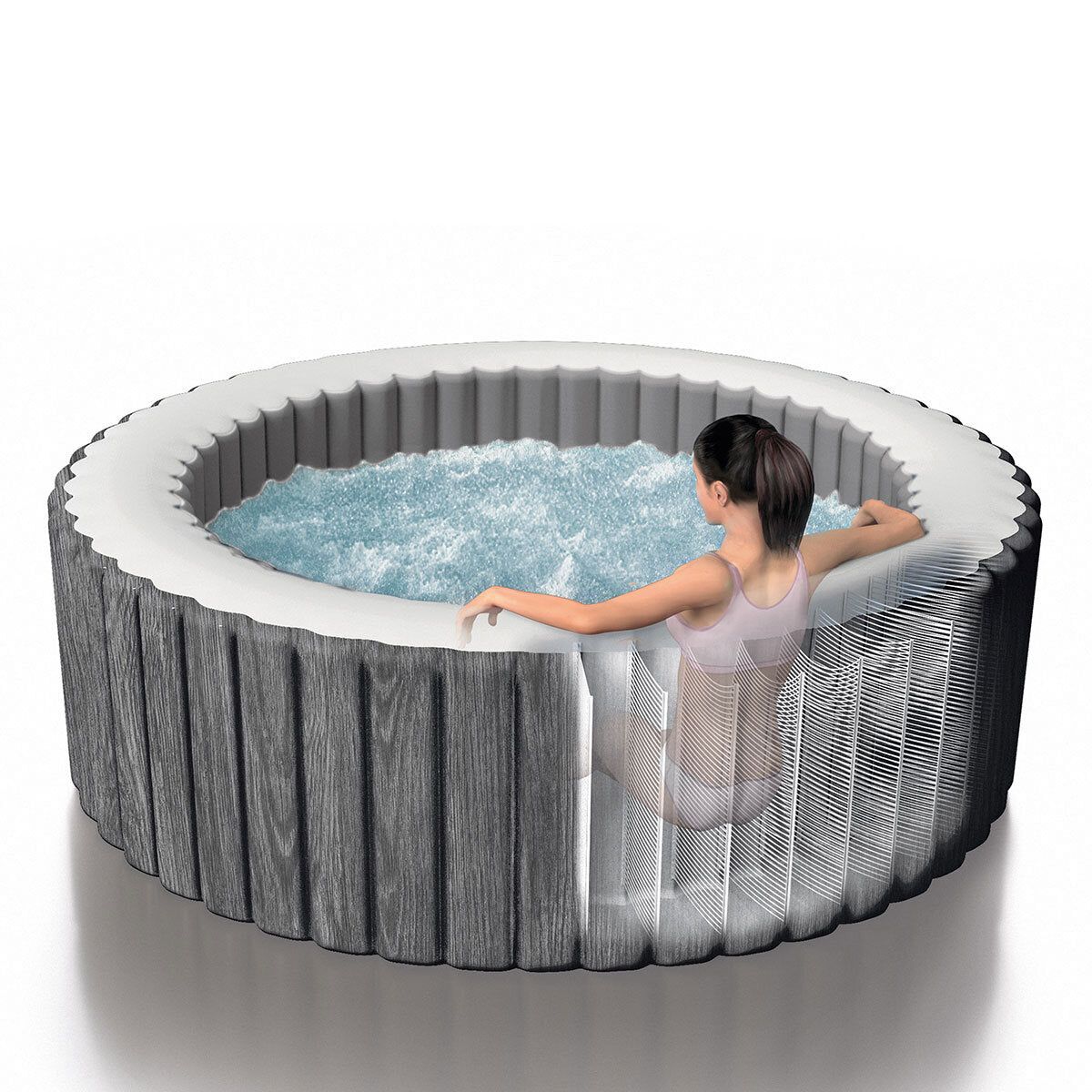 Intex PureSpa Greywood Deluxe 6 Person Inflatable Hot Tub