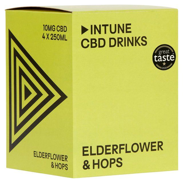 INTUNE Elderflower & Hops Sparkling CBD Drink   4 x 250ml