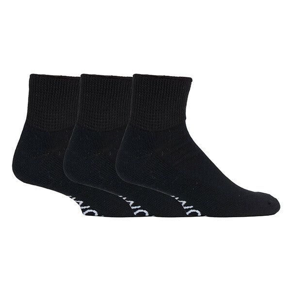 IOMI 3 Pairs Cotton Rich Cushioned Diabetic Socks 6-8.5 UK Black / 3EA