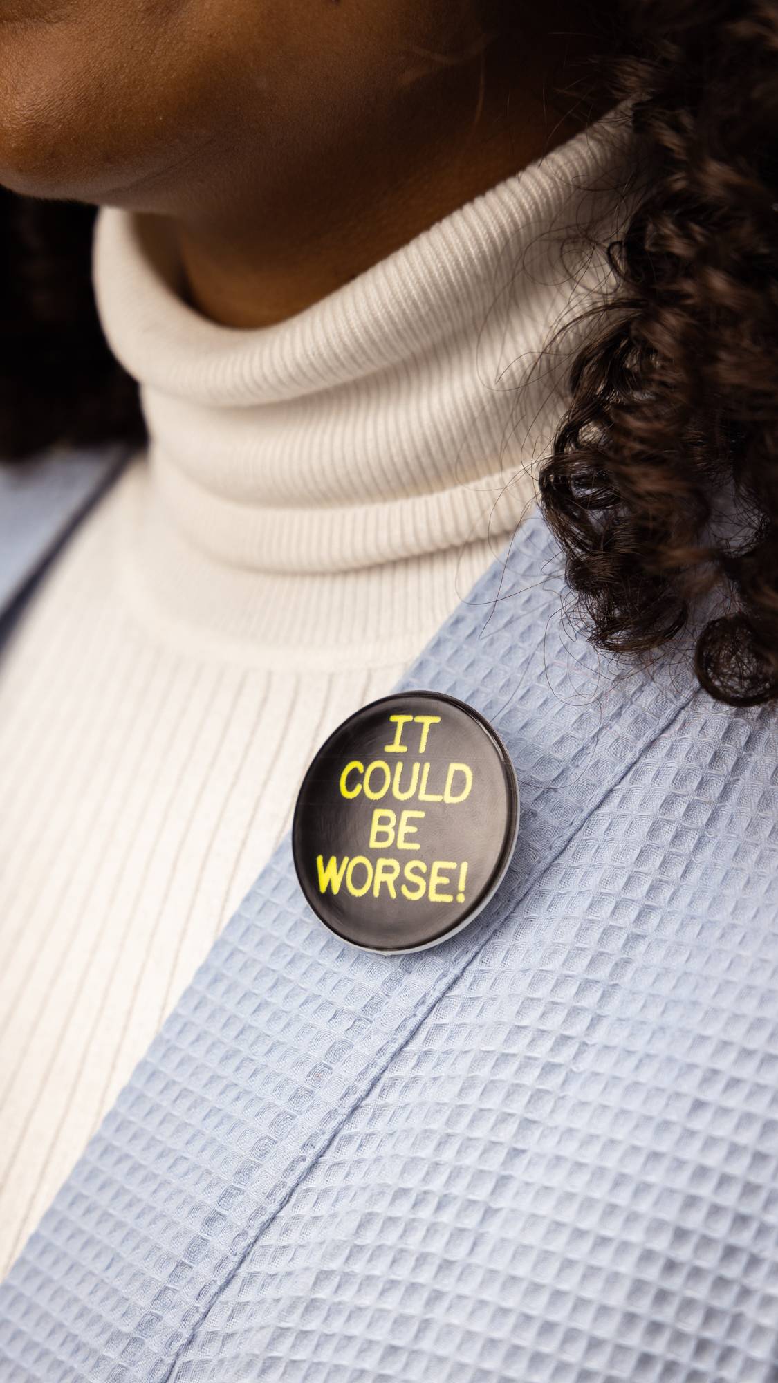 Lush It Could Be Worse greetings card with pin badge, UK version