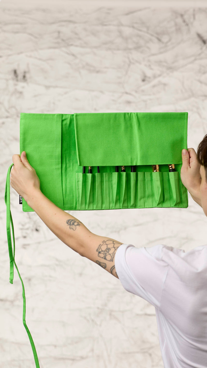 Fluoro green makeup brush wrap 45 x 27cm (British brand)