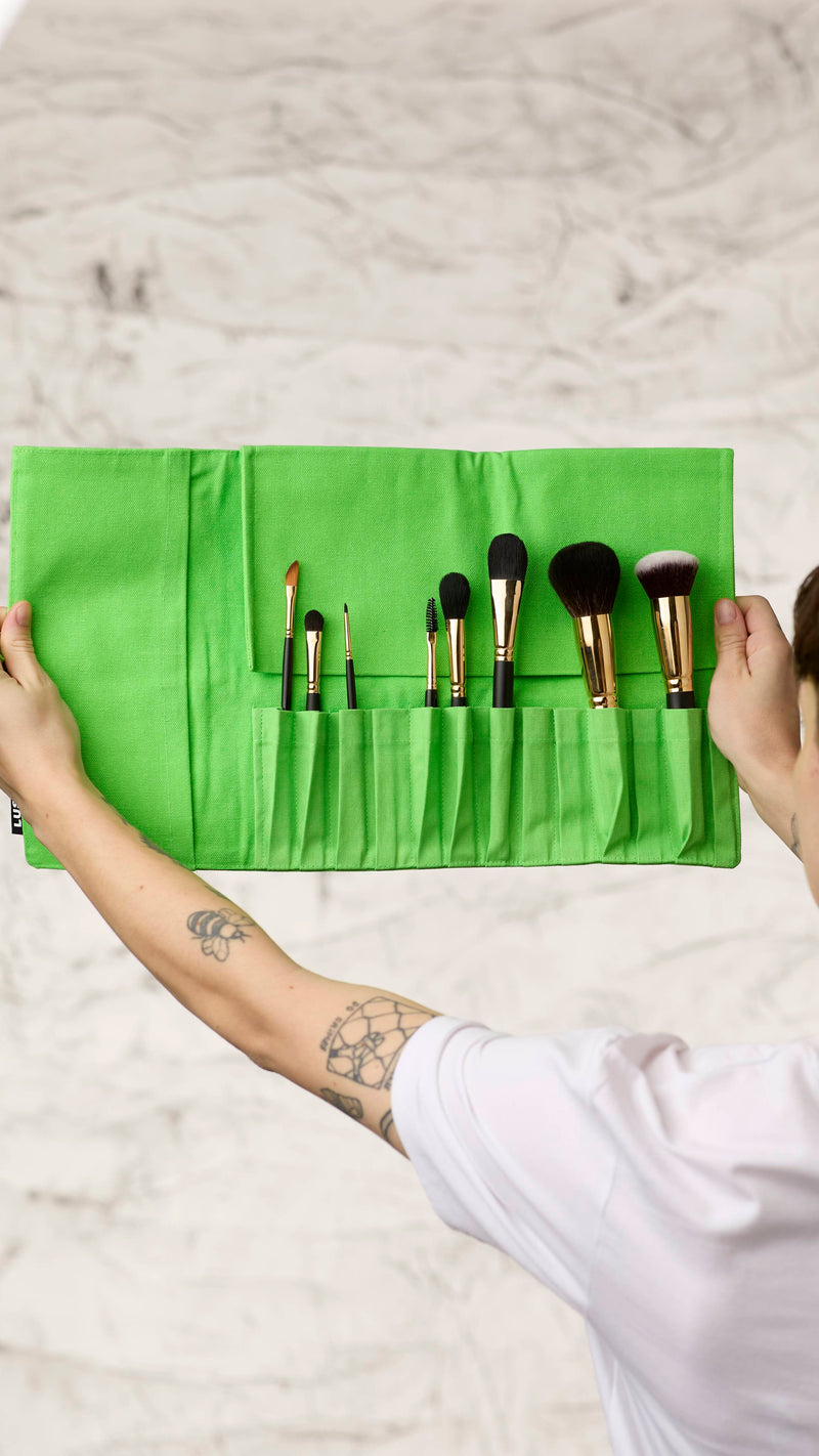 Fluoro green makeup brush wrap 45 x 27cm (British brand)