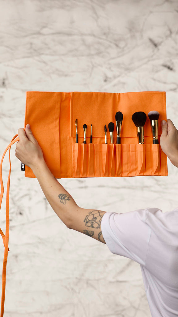 Makeup Brush Wrap - Fluoro Orange Makeup Brush Storage