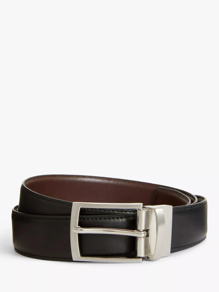 John Lewis 35mm Reversible Leather Belt, Black/Brown