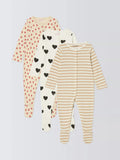 John Lewis ANYDAY Vauvan sydän, Spots and Stripes -makupuvut, 3 kpl pakkaus, Multi