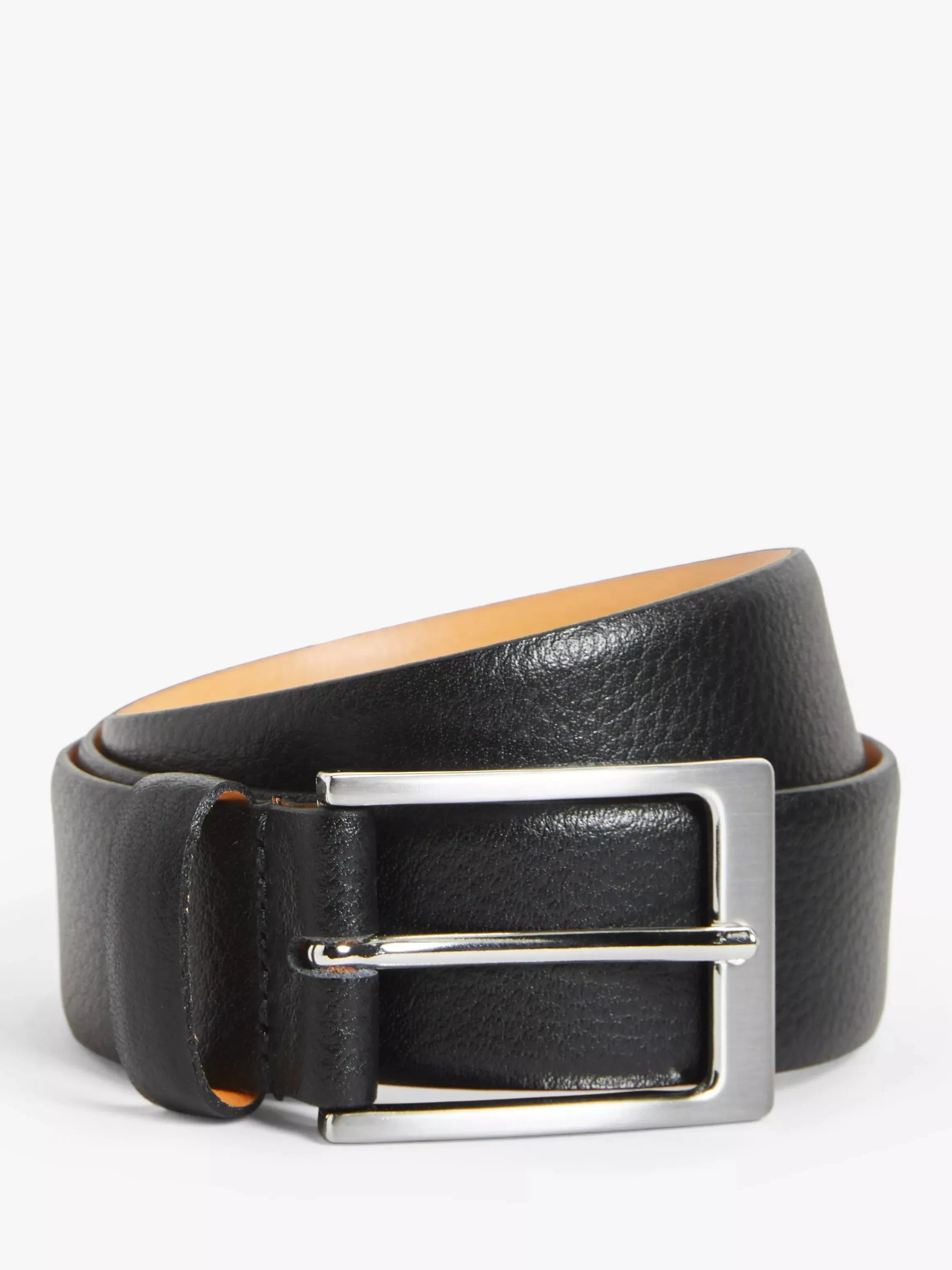 John Lewis Made in England 35mm Grain Leather Belt, Black