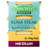John West No Drain Fridge Pot Μπριζόλα τόνου με ηλιέλαιο 3 x 110g