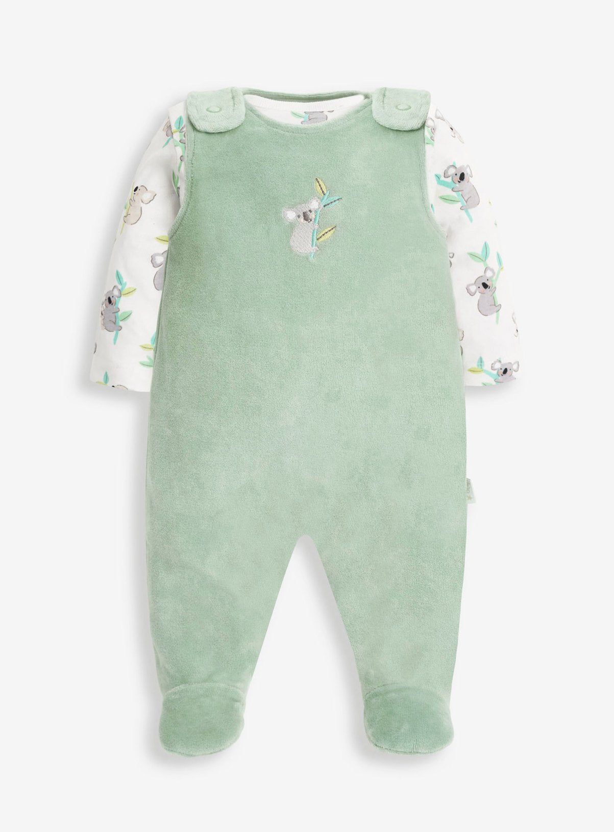 JOJO MAMAN B&amp;Eacute;B&amp;Eacute; 2 Piece Koala Dungaree Set Up To 3 mths