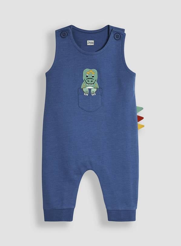 JOJO MAMAN B&amp;Eacute;B&amp;Eacute; Dino Applique Pocket Dungarees &amp;amp; Top Set 12-18 months
