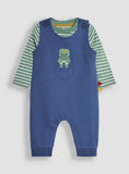 JOJO MAMAN B&amp;Eacute;B&amp;Eacute; Dino Applique Pocket Dungarees &amp;amp; Top Set 12-18 months