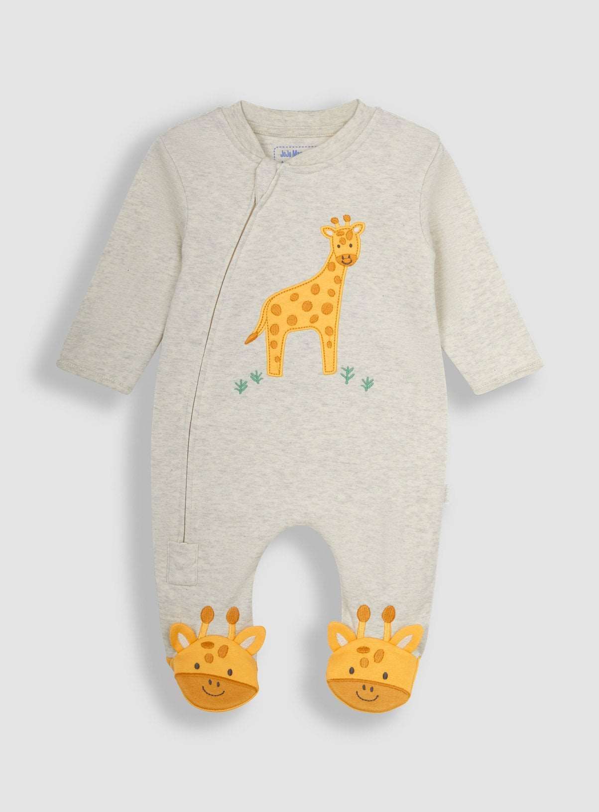 JOJO MAMAN B&Eacute;B&Eacute; Giraffe Applique Zip Sleepsuit Opp til 3 mnd