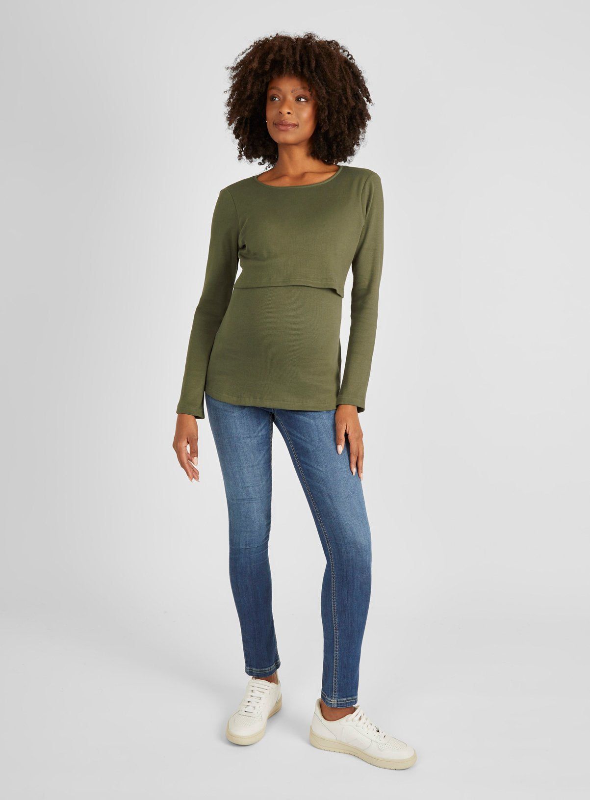 JOJO MAMAN B&amp;Eacute;B&amp;Eacute; Ribbed Maternity &amp;amp; Nursing Top L