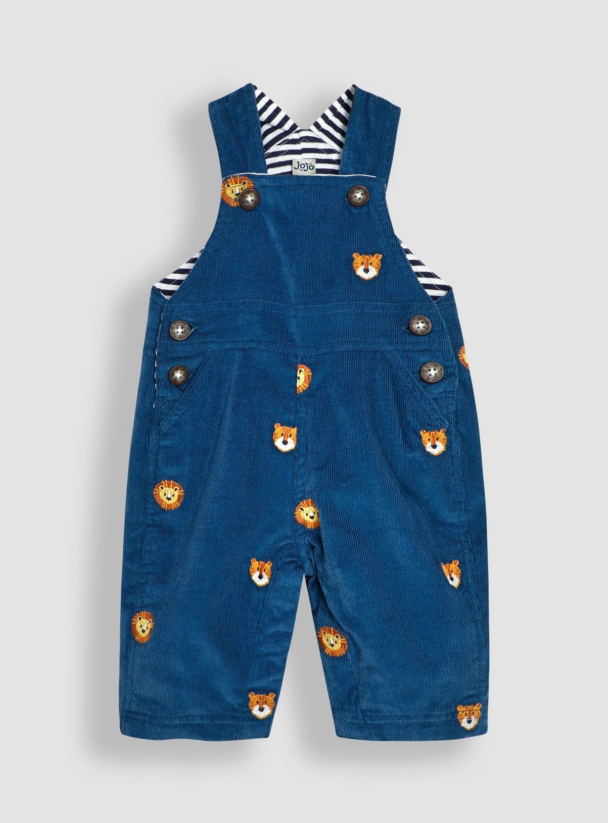 JOJO MAMAN B&amp;Eacute;B&amp;Eacute; Safari Animal Embroidered Dungarees Up To 3 mths