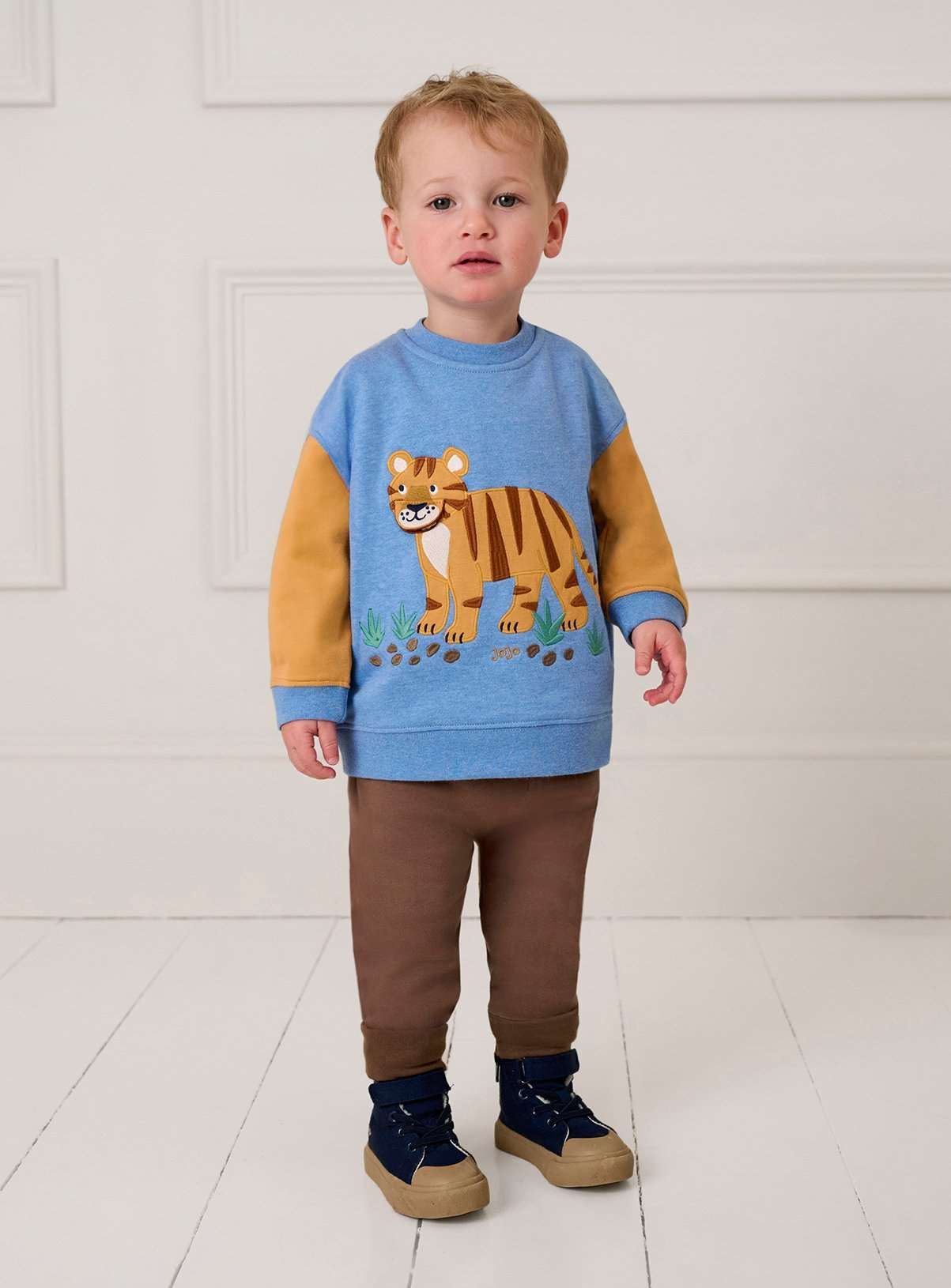 JOJO MAMAN B&Eacute;B&Eacute; Tiger Applique Sweatshirt &amp; Joggersett 6-7 år
