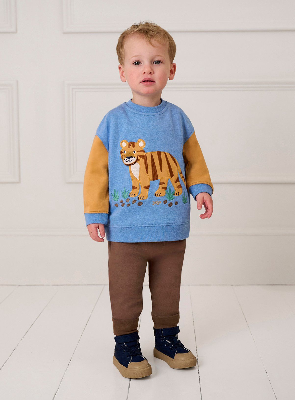 JOJO MAMAN B&Eacute;B&Eacute; Tiger Applique Sweatshirt &amp; Joggersett 6-7 år