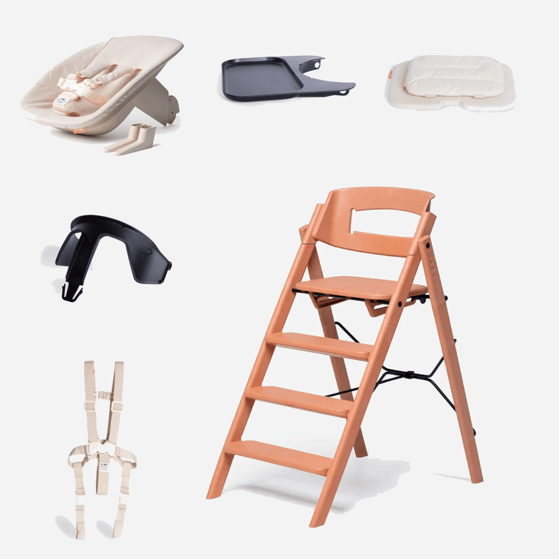 KAOS Klapp highchair complete bundle terracotta pink, UK version