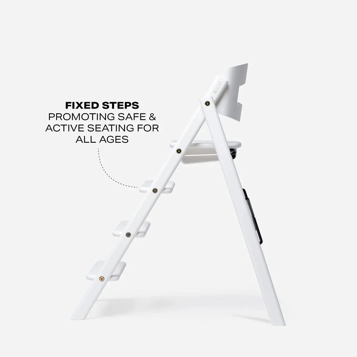 KAOS Klapp Highchair Smooth Beech White, imported from the UK