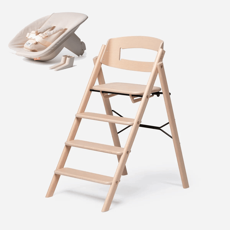 KAOS Klapp newborn bundle highchair in smooth beech - British product