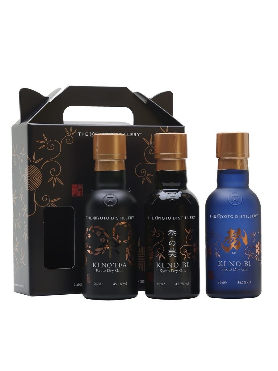The Kyoto Distillery gin gift set with three 20cl bottles, UK version