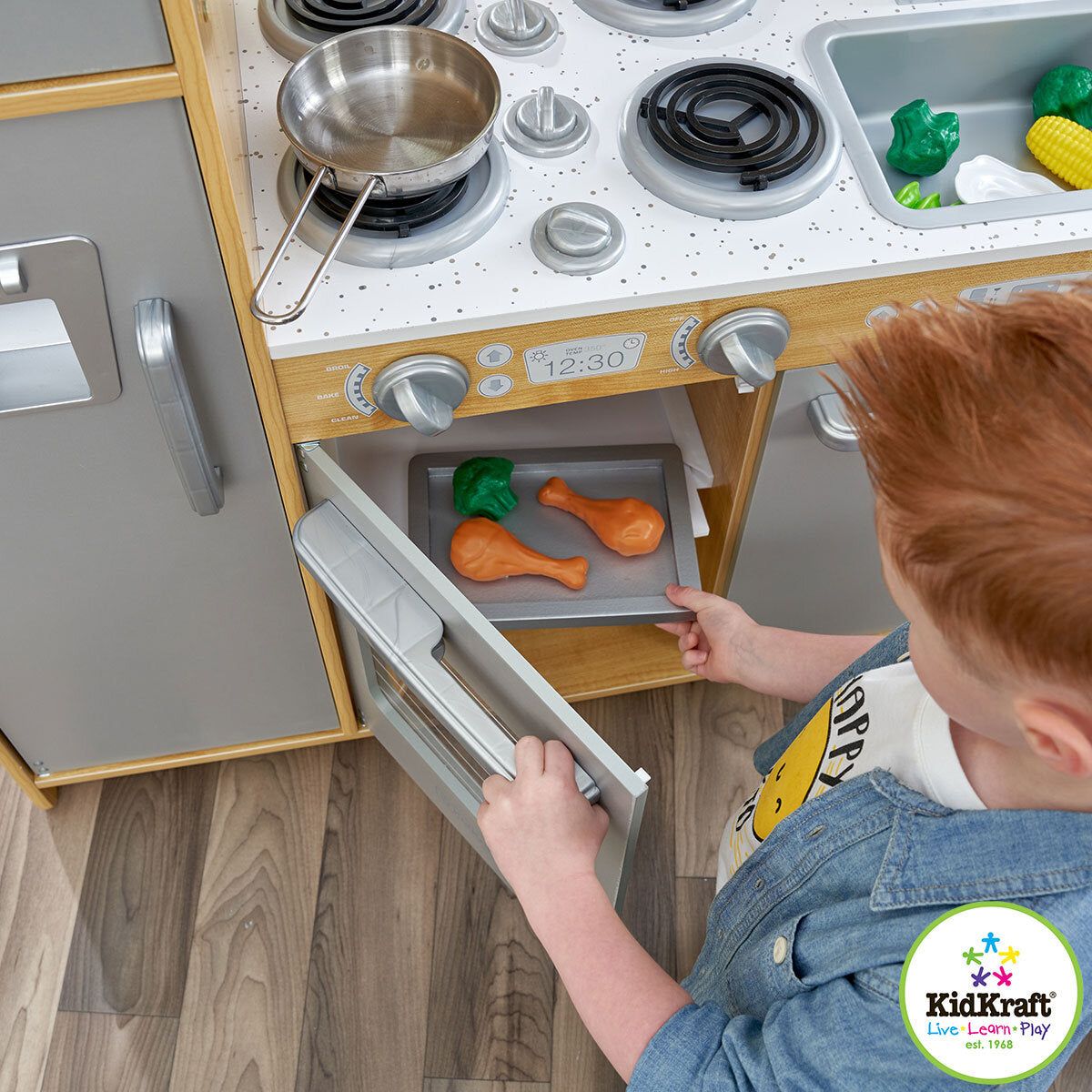 KidKraft Uptown Natural Wooden Play Kitchen - Model 53298 (3+ Years)