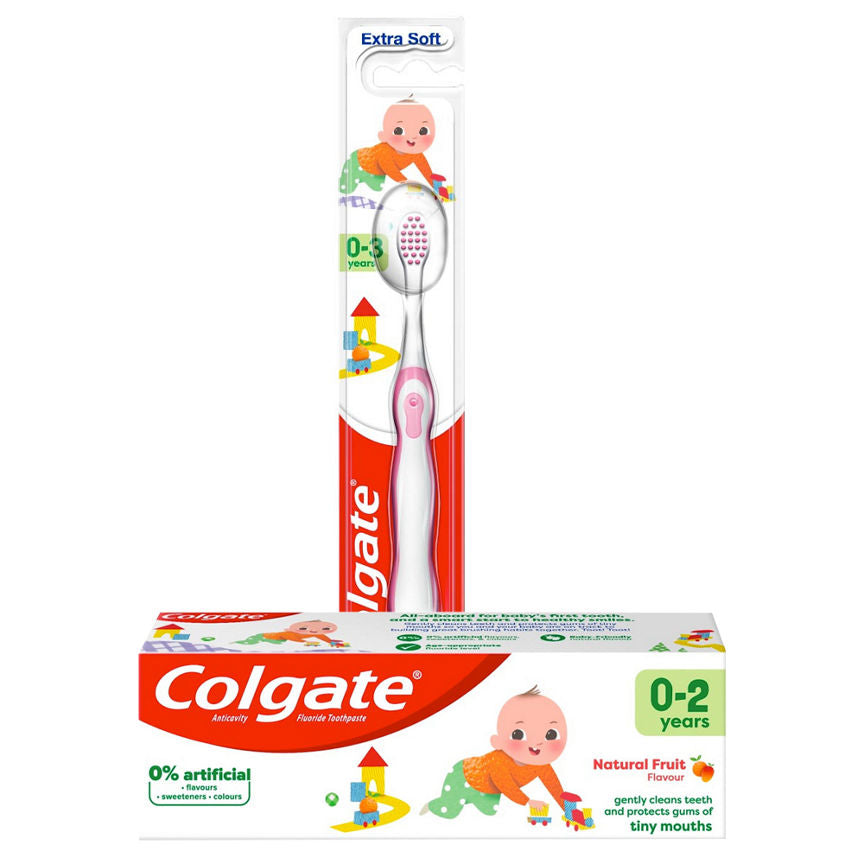 Colgate Kids Baby Toothpaste 0-2 Years & Extra Soft Toothbrush 0-3 Years Bundle