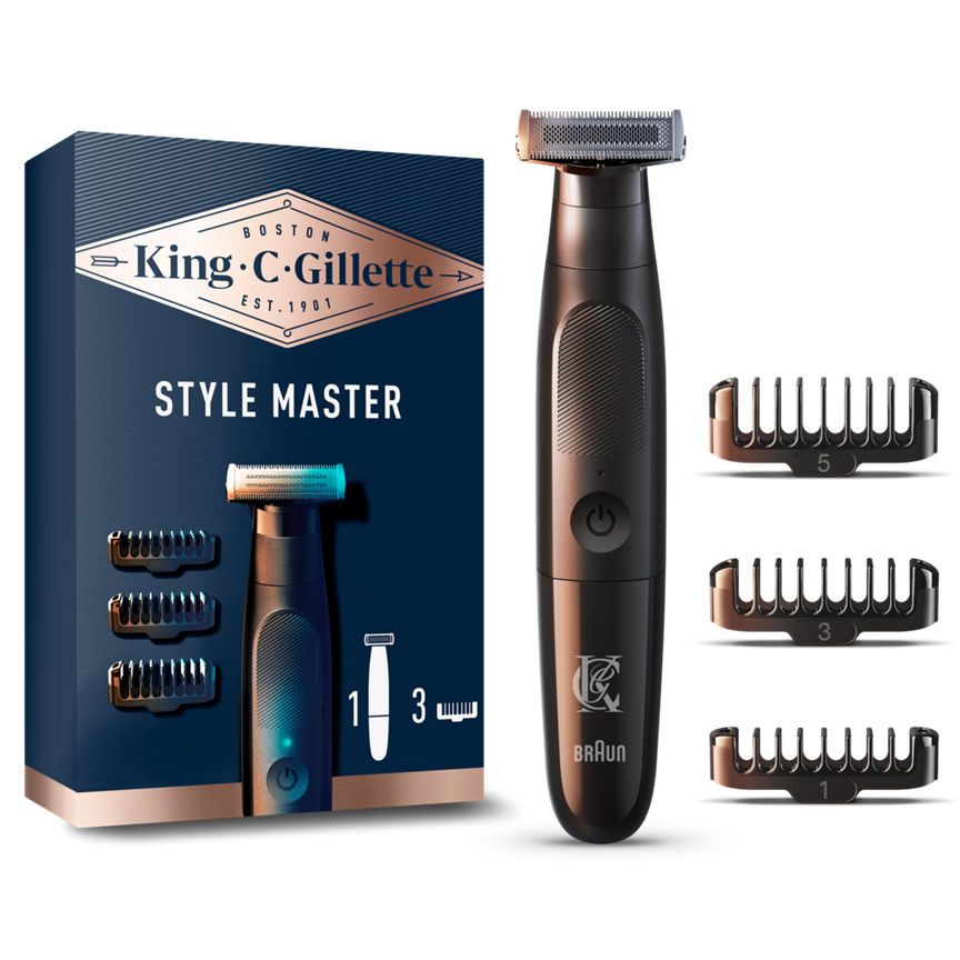 King C. Gillette Style Master Beard Trimmer, with 1 Replaceable 4D Blade and 3 Interchangeable Combs
