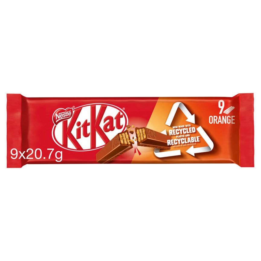 Kit Kat 2 Finger Orange Chocolate Biscuit Bar, 9 pakke