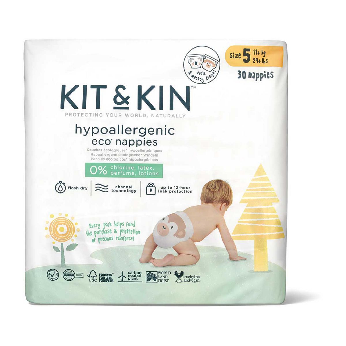 Kit &amp; Kin Eco pelenka 5-ös méret, 28-as csomag, 11kg+/24lbs+